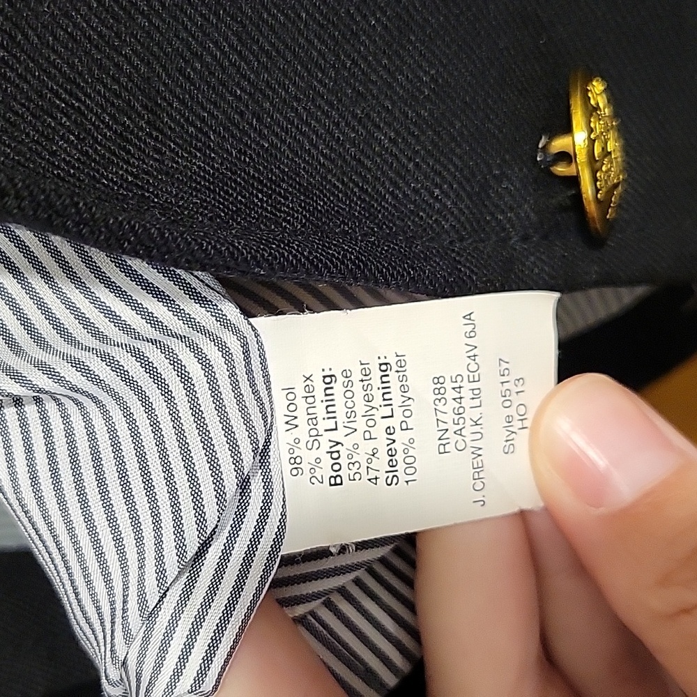 J.Crew Wool Black Schoolboy Blazer Sz 4 - Picture 7 of 7